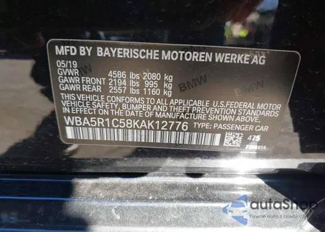2019 BMW 330I from USA, damaged, VIN WBA5R1C58KAK12776